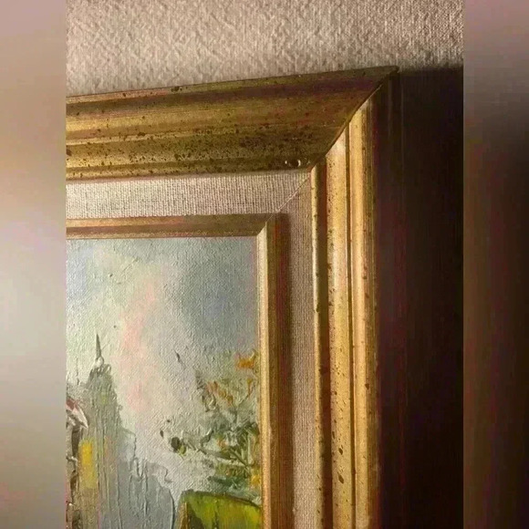 🎨 Cityscape Street Scene Impressionist  Oil on Canvas Framed Painting - Picture 6 of 14